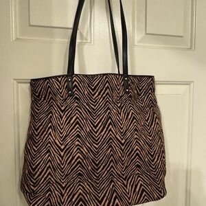 Animal Print Tote Bag - Black and Tan